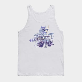 Raccoon Rhythms: Playful Drumming Illustration for Quirky Wildlife Art Enthusiasts Tank Top